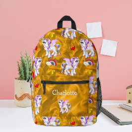 Golden Dreams Verzauberte Unicorns Gold Bedruckter Rucksack
