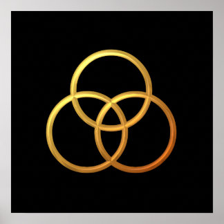 Golden Dreifaltigkeitssymbol "3-D" Poster