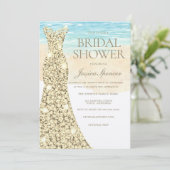 Golden Dress Beachy Brautparty Einladung (Stehend Vorderseite)