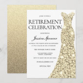 Golden Dress Retirement Party Feier einladen Einladung (Vorne/Hinten)