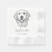 Golden Drink on me Hund Custom Cocktail Napkin Serviette (Vorderseite)