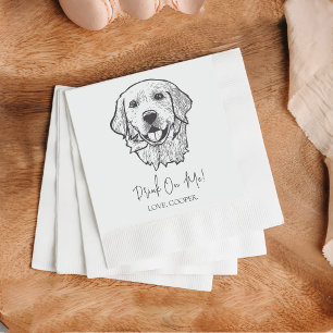 Golden Drink on me Hund Custom Cocktail Napkin Serviette
