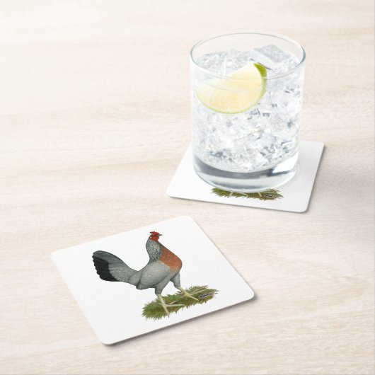 Golden Duckwing Hen Rechteckiger Pappuntersetzer (Vor Ort)
