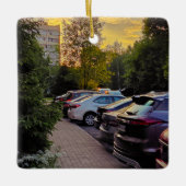 Golden Dusk City Ornament – Customizable (Vorderseite)