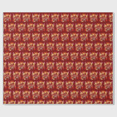 Golden Dynasty Bloom deep red Geschenkpapier (Flach)