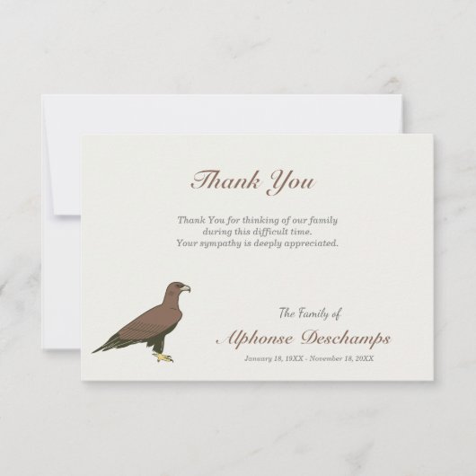 Golden Eagle Beerdigung Danke, Note Card Dankeskarte (Vorderseite)