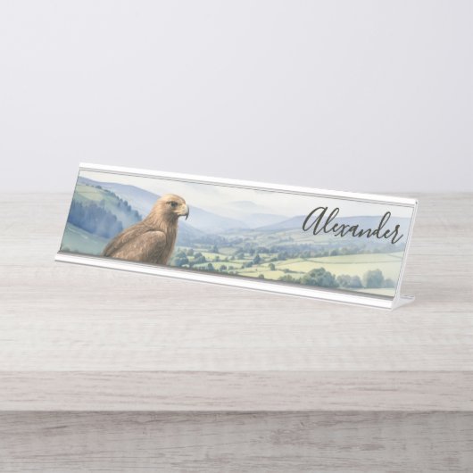 Golden Eagle Bird Wildlife Landscape Personalized Schreibtischnamensplakette (Vorderseite )