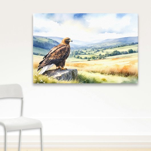 Golden Eagle Country Landschaft Wasserfarbe Stil Leinwanddruck