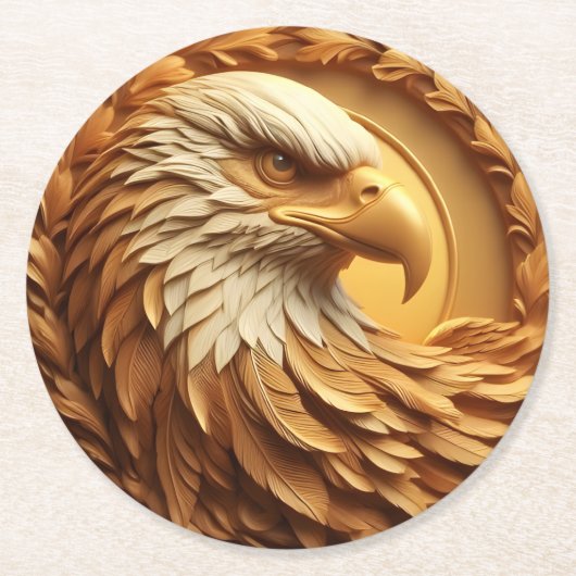 Golden Eagle Emblem Runder Pappuntersetzer (Vorderseite)