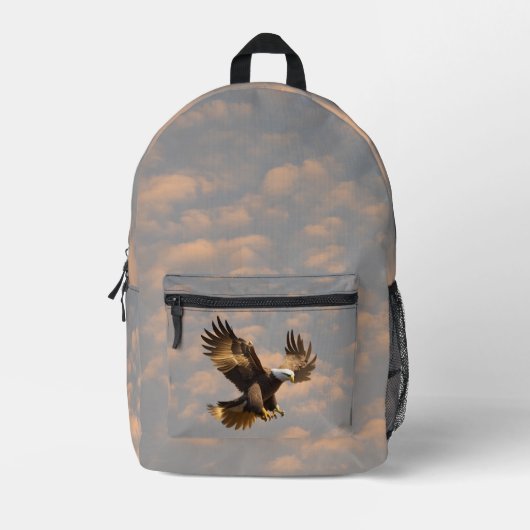 Golden Eagle in Cloudy Sky Backpack Bedruckter Rucksack (Vorderseite)