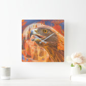 GOLDEN EAGLE ruft alle Kachina-Uhr auf Quadratische Wanduhr (Zuhause)