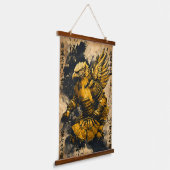 Golden Eagle Samurai Warrior - Japanischer Tintens Wandteppich Mit Holzrahmen (Gewinkelt)