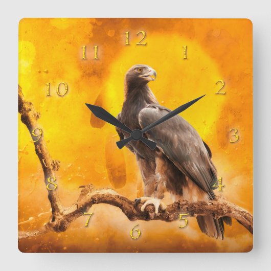 Golden Eagle The GOLDEN ONE Quadratische Wanduhr (Vorderseite)