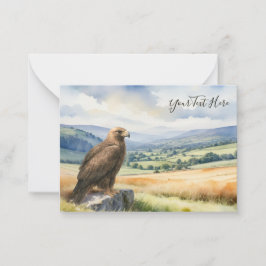 Golden Eagle Watercolor Bird of Prey Custom Text Mitteilungskarte