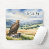 Golden Eagle Watercolor Wildlife Personalized Mousepad (Mit Mouse)