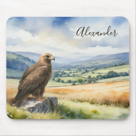 Golden Eagle Watercolor Wildlife Personalized Mousepad