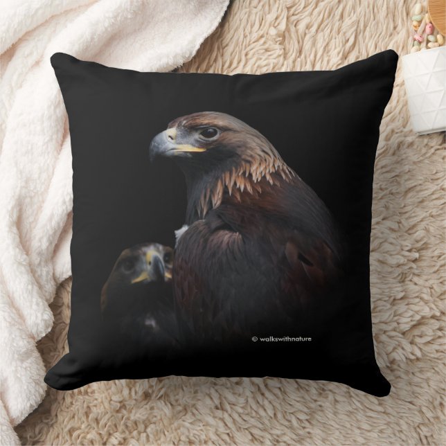 Golden Eagles Vignette to Black Kissen (Decke)