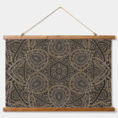 Golden Earthy Mandala Hanging Tapestry Wandteppich Mit Holzrahmen (Vorderseite)