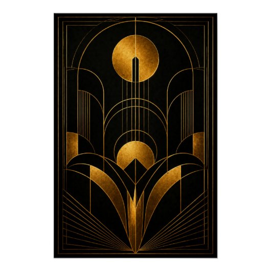 Golden Eclipse Art Deco Poster (Vorderseite)