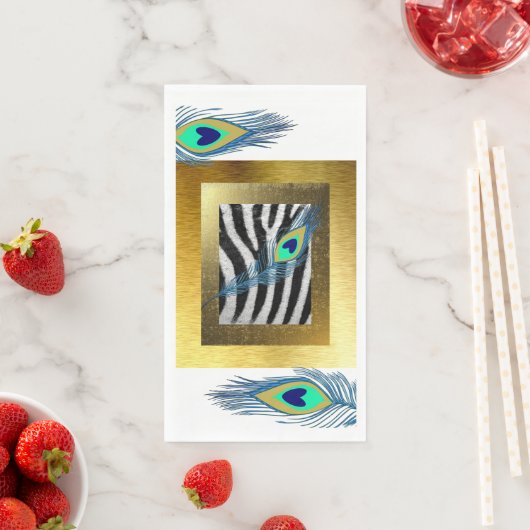 Golden Edges, Zebra Print und Peacock Feather Serviette (Beispiel)