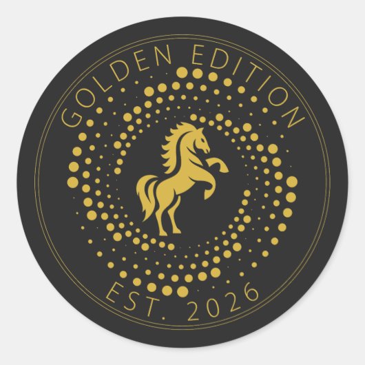 Golden edition Horse Logo Design Runder Aufkleber (Vorderseite)