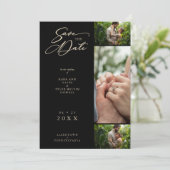 Golden Effect Black Extravagant Collage 3 Fotos Pa Save The Date (Stehend Vorderseite)