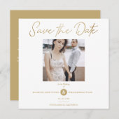 Golden Effect Elegant Custom Photo Wedding Save The Date (Vorne/Hinten)