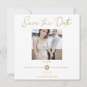 Golden Effect Elegant Custom Photo Wedding Save The Date (Vorderseite)