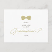 Golden Effect Groomsman Bow Wedding Proposal Postkarte (Vorderseite)