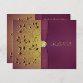 Golden Eggplant Floral RSVP Karte (Vorne/Hinten)