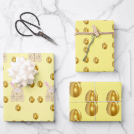 Golden Eggs Wrapping Paper Flat Sheet Set 3 Geschenkpapier Set