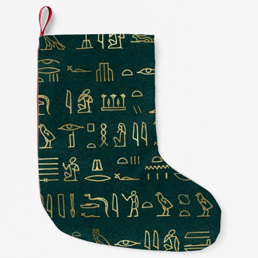 Golden Egypten Hieroglyphs Typografie Ägypten Kleiner Weihnachtsstrumpf (Vorderseite)