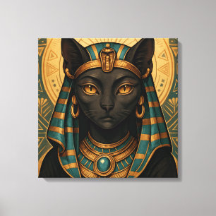 Golden Egyptian Cat Goddess   Bastet Divine Leinwanddruck