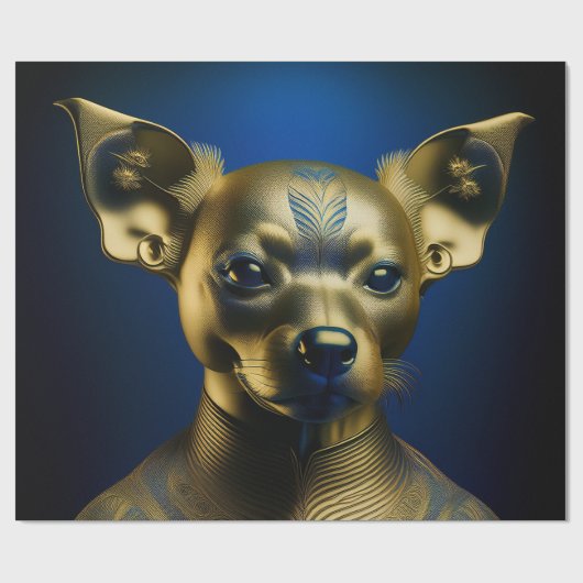 Golden Egyptian Chihuahua Guard Geschenkpapier (Flach)