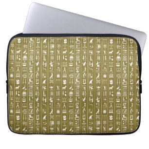 Golden Egyptian Hieroglyph Laptop Sleeve