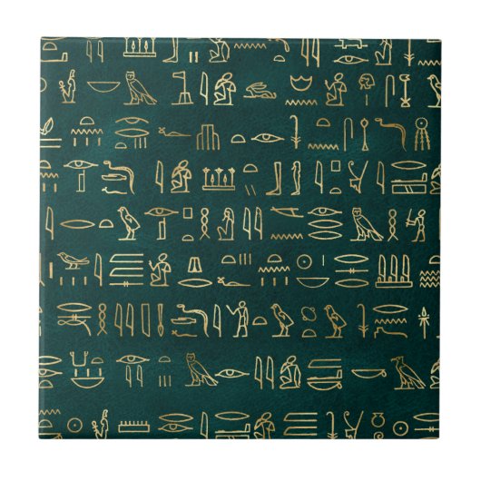 Golden Egyptian Hieroglyphs Typografie Ägypten Fliese (Vorderseite)