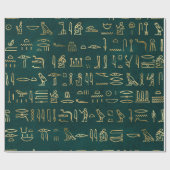Golden Egyptian Hieroglyphs Typografie Ägypten Geschenkpapier (Flach)
