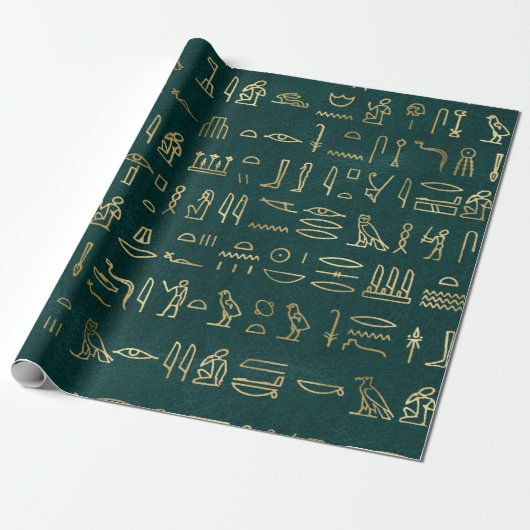 Golden Egyptian Hieroglyphs Typografie Ägypten Geschenkpapier (Ungerollt)