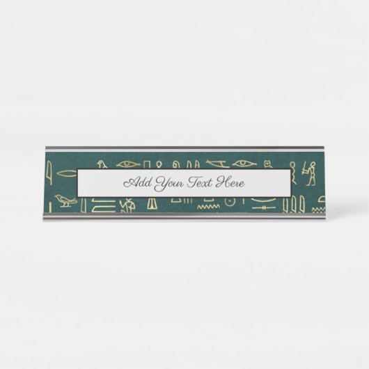 Golden Egyptian Hieroglyphs Typografie Ägypten Schreibtischnamensplakette (Vorderseite )