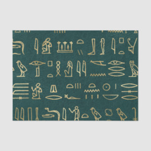 Golden Egyptian Hieroglyphs Typografie Ägypten Seidenpapier
