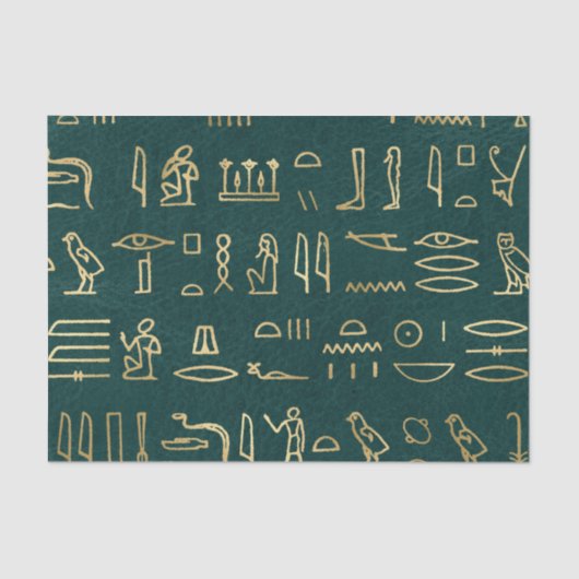 Golden Egyptian Hieroglyphs Typografie Ägypten Seidenpapier (Vorderseite)