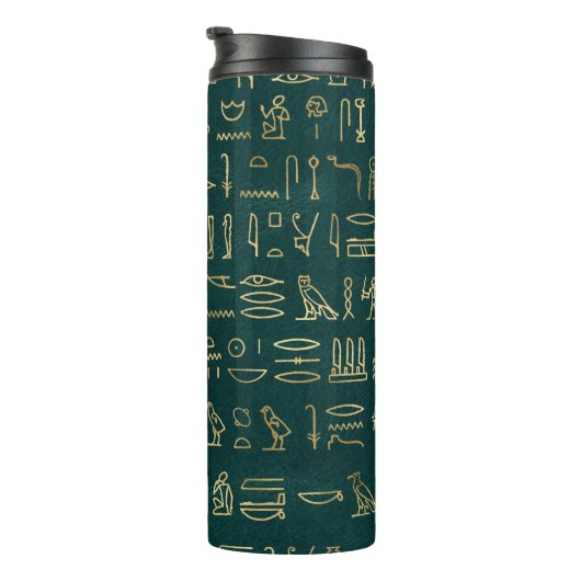 Golden Egyptian Hieroglyphs Typografie Ägypten Thermosbecher (Nach rechts gedreht)