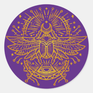 Golden Egyptian Scarab Runder Aufkleber