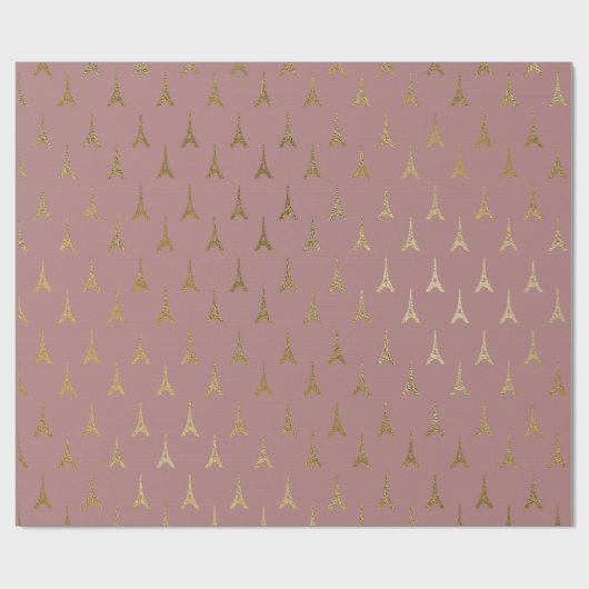 Golden Eiffel Tower Paris Mauve Lilac Blush Pink Geschenkpapier (Flach)