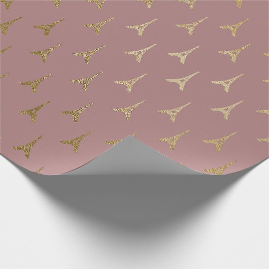 Golden Eiffel Tower Paris Mauve Lilac Blush Pink Geschenkpapier (Ecke)