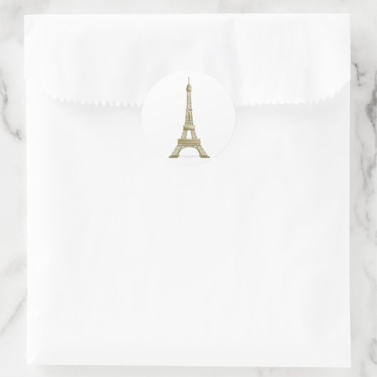 Golden Eiffel Tower Runder Aufkleber (Tasche)