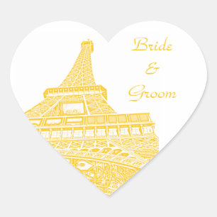 Golden Eiffelturm Heart Shaped Sticker