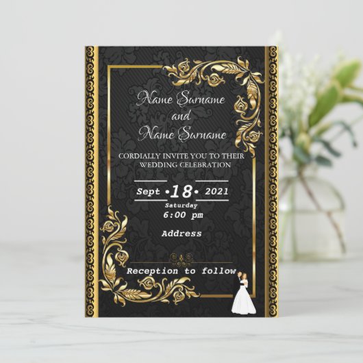 Golden Einladung (Stehend Vorderseite)