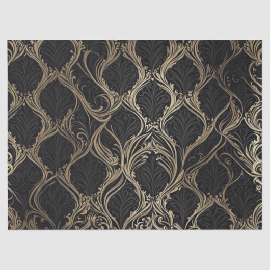 Golden Elegance auf Black Decoupage Paper Seidenpapier (Vorderseite)