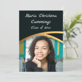 Golden Elegance Class-Foto Abschluss 4 Einladung (Stehend Vorderseite)